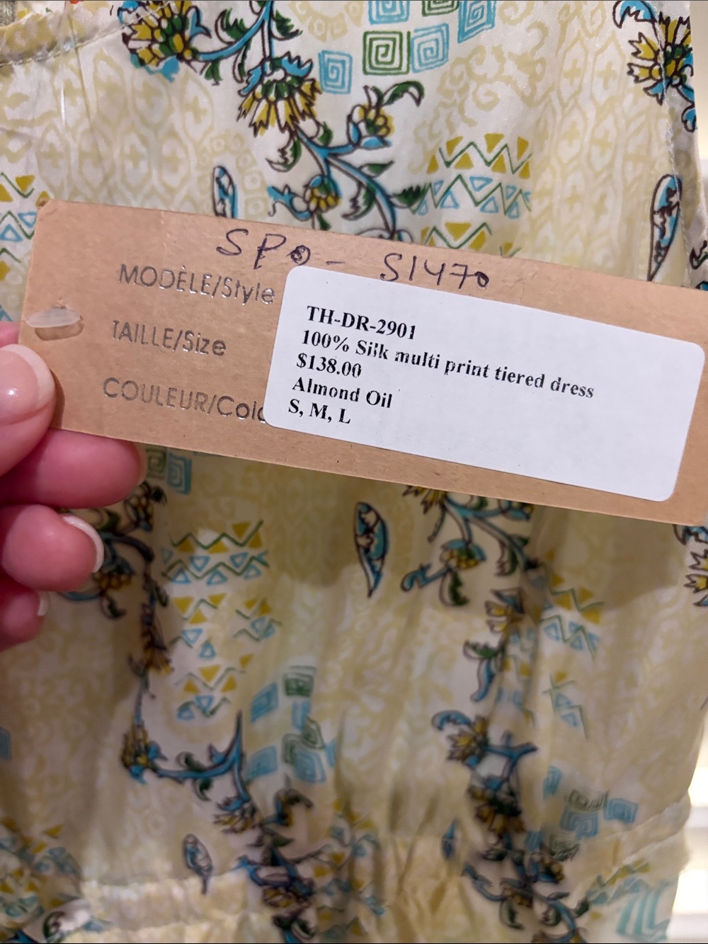 Chan Luu Cream Dress with Aqua and Green Floral Print. Size small.NWT - Picture 5 of 6